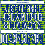 Custom Royal Neon Green-White Line Sublimation Soccer Uniform Jersey