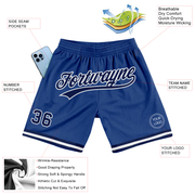 Custom Royal Navy-White Authentic Throwback Basketball Shorts