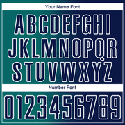 Custom Navy Teal-White Gradient Line Sublimation Soccer Uniform Jersey