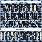 Custom Black Light Blue-White Line Sublimation Soccer Uniform Jersey