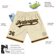 Custom Cream Black-Old Gold Authentic Throwback Basketball Shorts