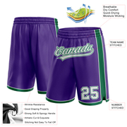 Custom Purple White-Kelly Green Authentic Basketball Shorts