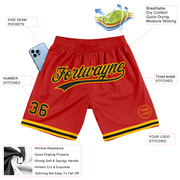 Custom Red Black-Gold Authentic Throwback Basketball Shorts