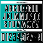 Custom Black Aqua-White Gradient Line Sublimation Soccer Uniform Jersey