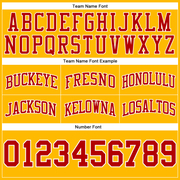 Custom Gold Red-White Authentic Throwback Basketball Shorts