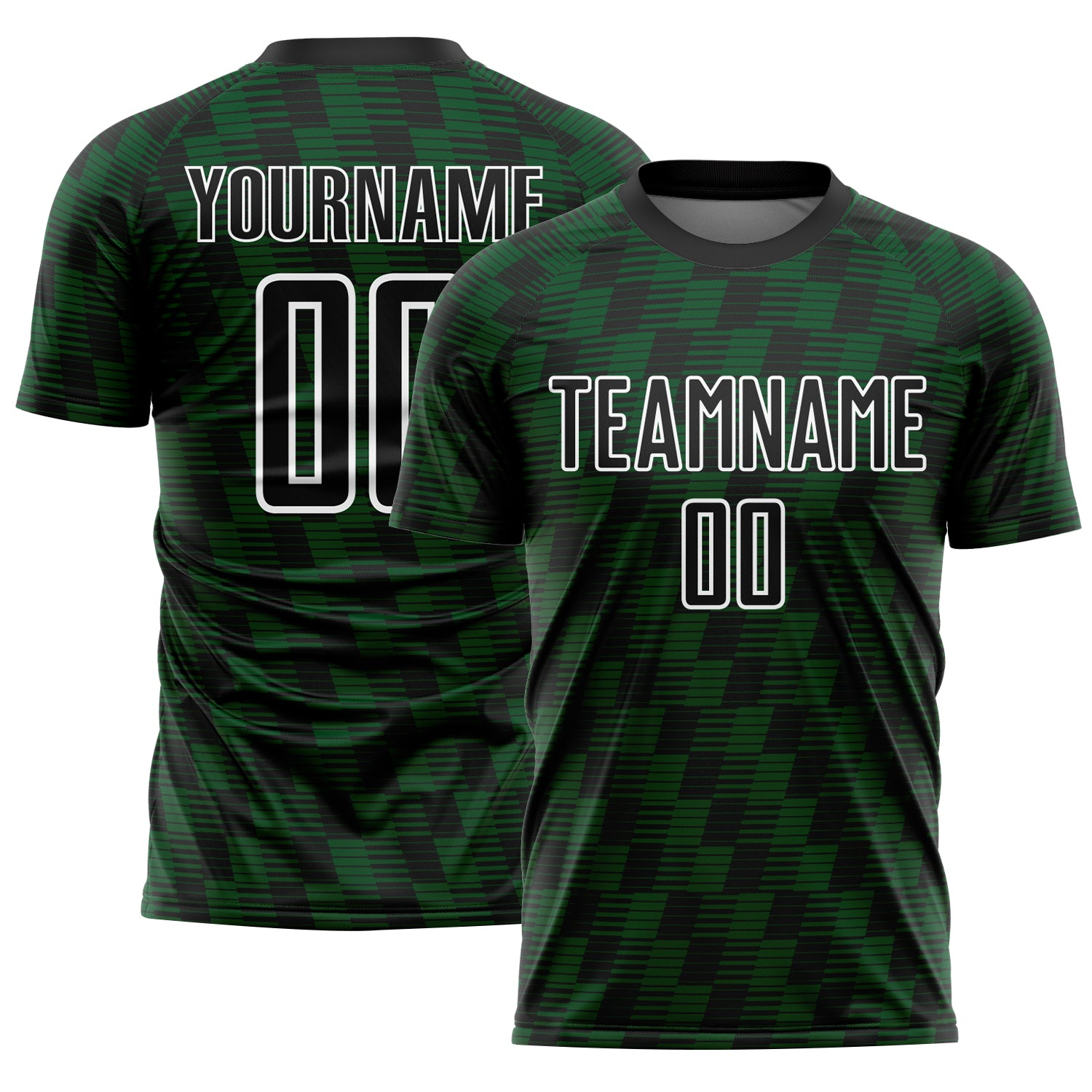 Custom Black Green-White Line Sublimation Soccer Uniform Jersey