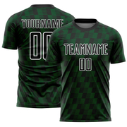Custom Black Green-White Line Sublimation Soccer Uniform Jersey