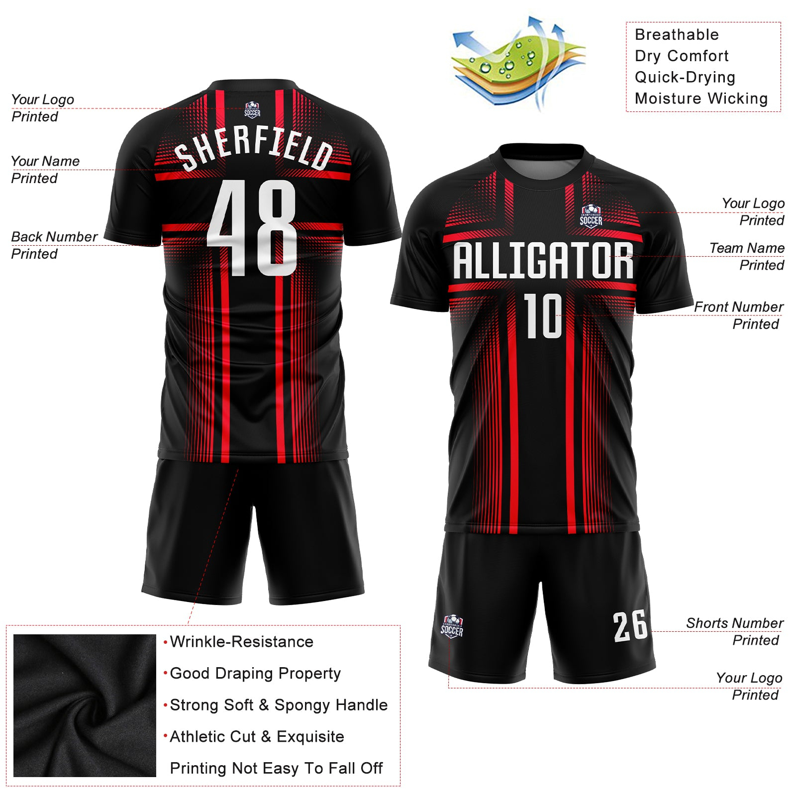 Custom Black White-Hot Pink Sublimation Soccer Uniform Jersey