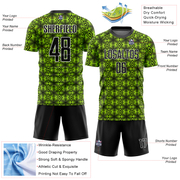 Custom Neon Green Black-White Geometric Shapes Sublimation Soccer Uniform Jersey