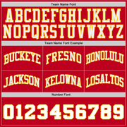 Custom Red White-Gold Authentic Throwback Basketball Shorts