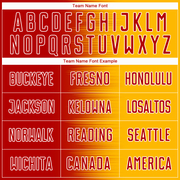 Custom Red Gold-White Gradient Line Sublimation Soccer Uniform Jersey