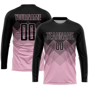 Custom Light Pink Black Sublimation Soccer Uniform Jersey
