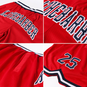 Custom Red Navy-White Authentic Throwback Basketball Shorts