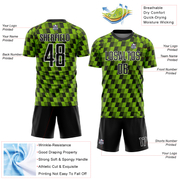 Custom Black Neon Green-White Line Sublimation Soccer Uniform Jersey