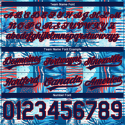 Custom Royal Navy Red-Light Blue 3D Pattern Hawaii Palm Trees Authentic Basketball Shorts