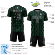 Custom Black Kelly Green-White Geometric Shape Sublimation Soccer Uniform Jersey