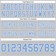 Custom Gray Light Blue-White Authentic Throwback Basketball Shorts