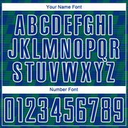 Custom Royal Kelly Green-White Line Sublimation Soccer Uniform Jersey