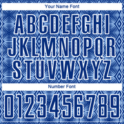 Custom Royal Light Blue-White Geometric Shapes Sublimation Soccer Uniform Jersey