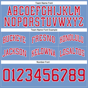 Custom Light Blue Red-White Authentic Throwback Basketball Shorts