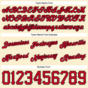 Custom Cream Black Pinstripe Red-Black Authentic Basketball Shorts