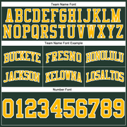 Custom Hunter Green Gold-White Authentic Throwback Basketball Shorts