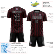 Custom Black Crimson-White Geometric Shape Sublimation Soccer Uniform Jersey