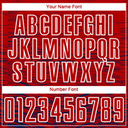 Custom Red Navy-White Line Sublimation Soccer Uniform Jersey