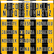 Custom Gold Black-White Stars And Squares Sublimation Soccer Uniform Jersey