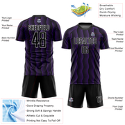 Custom Black Purple-White Geometric Shape Sublimation Soccer Uniform Jersey
