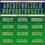 Custom Navy Grass Green-Cream Sublimation Soccer Uniform Jersey