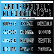 Custom Black Sky Blue-White Gradient Line Sublimation Soccer Uniform Jersey