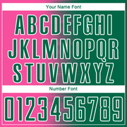 Custom Kelly Green Pink-White Gradient Line Sublimation Soccer Uniform Jersey