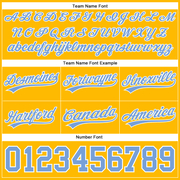 Custom Gold Light Blue-White Authentic Throwback Basketball Shorts