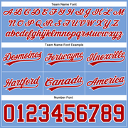 Custom Light Blue Red-White Authentic Throwback Basketball Shorts