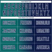 Custom Navy Teal-White Gradient Line Sublimation Soccer Uniform Jersey