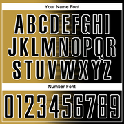 Custom Black Old Gold-White Gradient Line Sublimation Soccer Uniform Jersey