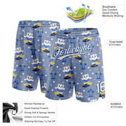 Custom Light Blue White-Royal 3D Pattern Hawaii Palm Trees And Bears Surfing Authentic Basketball Shorts
