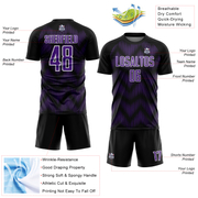 Custom Black Purple-White Line Sublimation Soccer Uniform Jersey