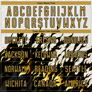 Custom White Old Gold-Black Flame Sublimation Soccer Uniform Jersey