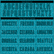 Custom Teal Black Geometric Pattern Sublimation Soccer Uniform Jersey