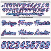 Custom White Light Blue Pinstripe Light Blue-Pink Authentic Basketball Shorts