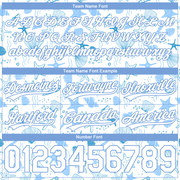 Custom White Light Blue 3D Pattern Starfishs And Shells Authentic Basketball Shorts