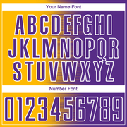 Custom Purple Gold-White Gradient Line Sublimation Soccer Uniform Jersey