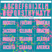 Custom Teal Pink-Neon Green Abstract Fragment Art Sublimation Soccer Uniform Jersey