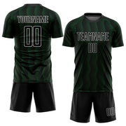 Custom Black Green-White Geometric Shape Sublimation Soccer Uniform Jersey