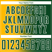 Custom Green Gold-White Gradient Line Sublimation Soccer Uniform Jersey