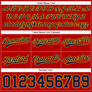 Custom Red Navy-Gold Authentic Throwback Basketball Shorts