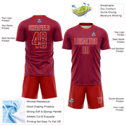 Custom Red Purple-White Geometric Shape Sublimation Soccer Uniform Jersey