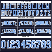 Custom Navy Light Blue-White Authentic Throwback Basketball Shorts